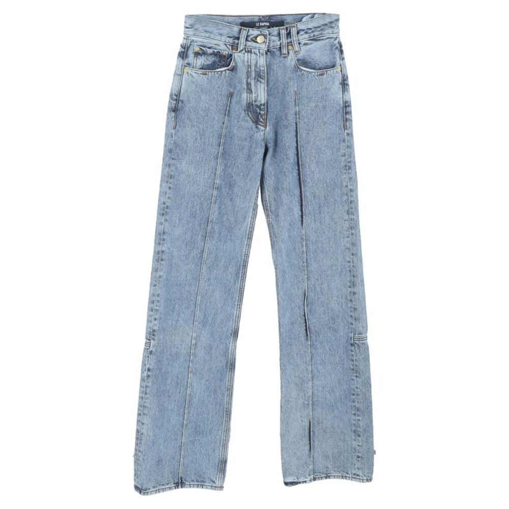 Jacquemus Le Raphia Straight-Leg Jeans in Blue Cotton Denim